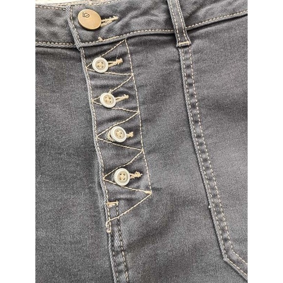 LOGO Lori Goldstein Black Denim Pencil Skirt Button Fly Knee Length 12 - Picture 8 of 10